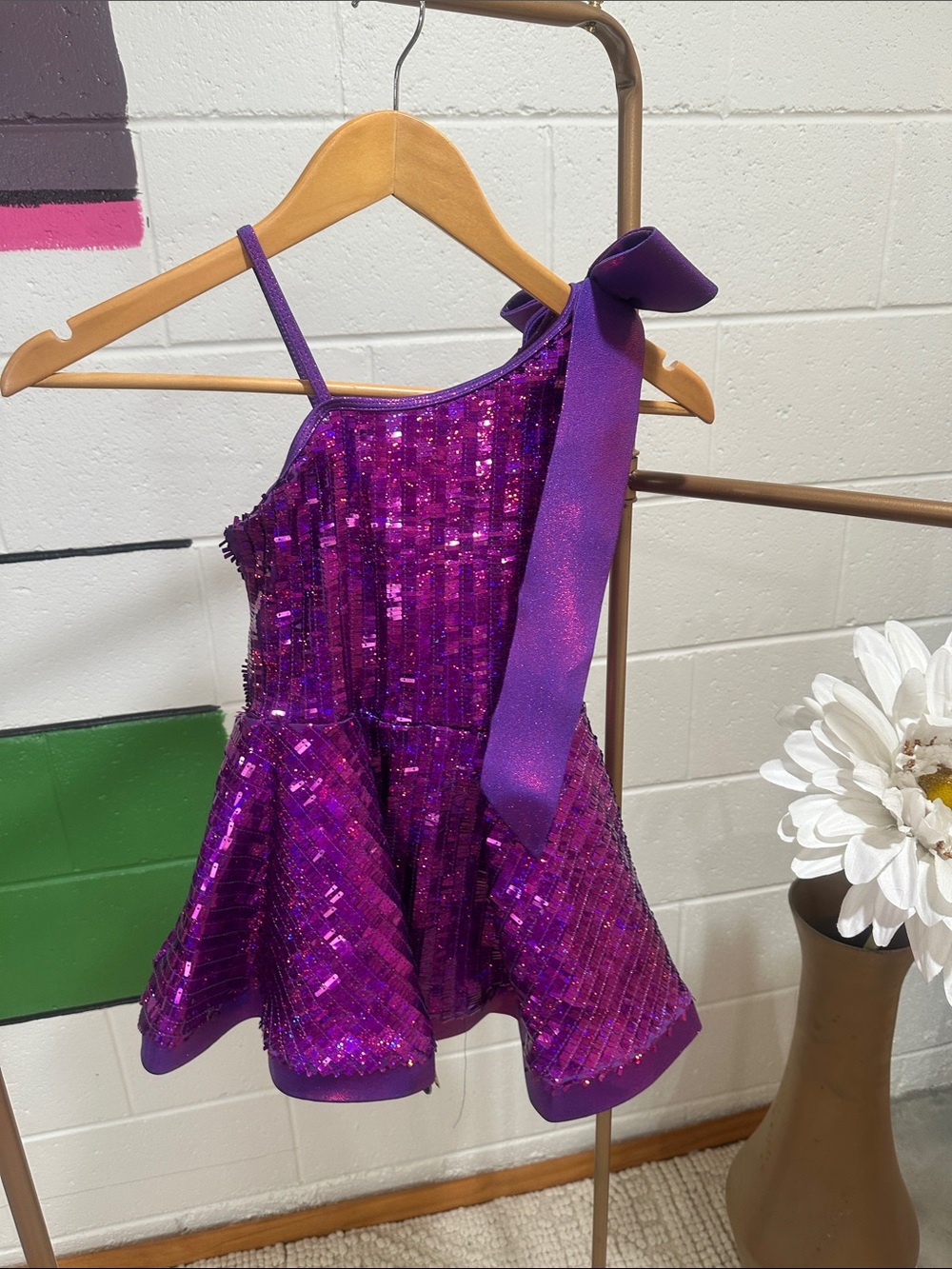 Purple Sequin Kids dance costume